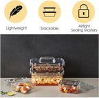 Airtight Food Storage Container With Lid (21.6oz) Leak-Proof Lunch Box | BPA-Free | Meal Prep | Microwave, Freezer and Dishwasher Safe | Kitchen Fridge Organizer Boxes | Fresher Food
