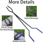 40” Heavy Duty Fire Tongs Set Firewood Grabber with Scissor Shape Serrated, Large Fire Pit Tool Outdoor/Indoor Bonfire Campfire Fireplace Tongs, A Pair of Gloves
