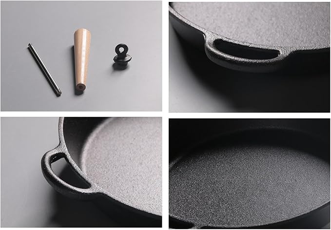 LI-GELISI Pre-Seasoned Cast Iron Round Griddle, 9.4 Inch, Oven Safe, Non-Stick, Heavy Duty, Easy Clean