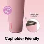 Owala FreeSip Tumbler Insulated Stainless Steel Water Bottle with Built-in Straw and Side Handle, For Travel, Work, School, and Sports, 40oz, BPA Free, Leak Proof, Angel Food Cake