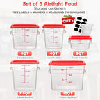 2QT&4QT NSF Food Storage Containers with Lids: 4 PCS [Total Food Grade][Hot&Cold Resistant] Commercial Clear Food Storage Containers for Restaurant Kitchen Proof Dough (Red)