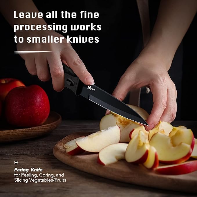 Kitchen Knife Set with Block, 7 Pieces Chef Knives, Scissor, for Meat/Vegetables/Fruits Chopping, Slicing, Dicing&Cutting