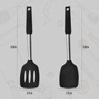 Silicone Spatulas set for kitchen: Heat Resistant Turner & Slotted Silicone Spatula for Cooking, Non Toxic Kitchen Utensils, Ideal kitchen spatula turner for Eggs & Pancakes - Black