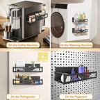 Magnetic Spice Rack for Refrigerator, 2 Pack Metal Magnetic Shelf Organizer for Fridge Side, Strong Spice Storage Rack for Kitchen, Black