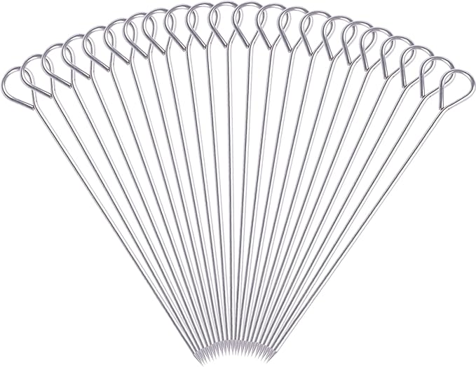 BBQ Skewers - Reusable Stainless Steel 8 Inch Skewers for Grilling Kebob Meat, Chicken, Vegetable Appetiser - Pack of 30