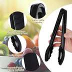 24 Pc Plastic Tongs for Serving 9 Inch Bulk Reusable or Disposable Tongs Heavy Duty Hard Plastic Serving Utensils Set Large Salad Tong for Kitchen Party Food Buffet Appetizer BBQ Event Catering(Black）
