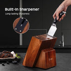 Knife Set, Jourmet 15-Piece Kitchen Knife Set with Block and Sharpener, High Carbon Stainless Steel Sharp Knives, Anti-slip Ergonomic Handle, Black Knife Block Set