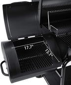 Royal Gourmet CC2036F Barrel Charcoal Grill with Offset Smoker, Outdoor BBQ Grill with 1200 Sq. In. Grilling Area for Large Event Gathering, Black