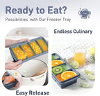 Silicone Freezer Tray with Lid Soup Freezer Container Molds with Steel Reinforced Rim Large Ice Cube Tray Makes 8 Perfect 1 Cup Portions Cubes Storage Food Ice Block Molds New Home Essentials