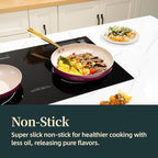 ROYDX Titanium Ceramic Nonstick Fry Pan Set 8", 10" and 12" Frying Pan Skillet Set with Glass Lids-Non Toxic, PTFE & PFOA Free - Oven Dishwasher Safe & Compatible with All Stovetops-Pine Green