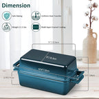 Leonyo 2-in-1 Cast Iron Bread Pan with Lid, Enameled Cast Iron Loaf Pan, 9 x 6 inch Sourdough Baking Pan, Homemade Bread Dutch Oven for Pound Cake, Lasagna, Up to 500℉ & Blackish Green