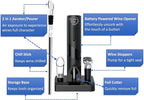 Cocina Vida 8 Piece Electric Wine Bottle Opener Set Includes Foil Cutter, 2 Aerators, Bonus Chill Stick & 2 Vacuum Stoppers and Storage Base - Perfect Wine Lovers Gift- Wine Accessories