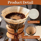 200 Pcs Pre-Folded Unbleached Coffee Filters, Brown Square Disposable Paper Pour Over Coffee Filter, 5-13 Cups Drip Percolator Coffee Filters, Filter for Pour-Over Coffee Makers Home Office