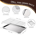 Baking Sheet with Racks Set [2 Sheets + 2 Racks], Stainless Steel Baking Sheets with Cooling Racks, Nonstick Pan, Warp Proof & Rust Proof & Easy to Clean, Size 18 X 13 X 1 Inch