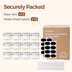 ComSaf 4oz Small Airtight Glass Jars Set of 12 with Lids Food Storage Jar Round, Mason Jar, Mini Storage Container with Clear Preserving Seal Wire Clip Fastening for Kitchen Canning, Jam, Spice, Honey