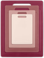 COOK WITH COLOR Non-Slip Cutting Board Set – Kitchen Essentials with Easy Grip Handle for Meat, Veggies, and Fruits, 4 Cutting Boards, Rose