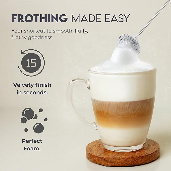 Zulay FrothMate Powerful Milk Frother for Coffee - Portable & Compact Handheld Foam Maker for Lattes, Cappuccinos, Matcha, Hot Chocolate - Milk Foamer Frother - No Stand Electric Whisk (Red)