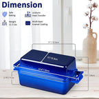 Leonyo 9 x 6 inch Cast Iron Loaf Pan with Lid, 2-in-1 Enameled Sourdough Baking Pan, Homemade Bread Dutch Oven for Pound Cake, Lasagna, Up to 500℉ & Blue