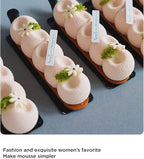 OCPO KITCHEN Eclair Silicone Mold for Baking Mousse Cake, French Dessert, Pastry, Chocolate, Ice Cream, Cake Decoration Mold, 3D Long Strip Flower Shape (6-Cavity)