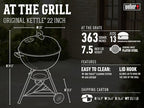 Weber Original Kettle Charcoal Grill for Outdoor Cooking and Barbecue, 22-Inch, Black