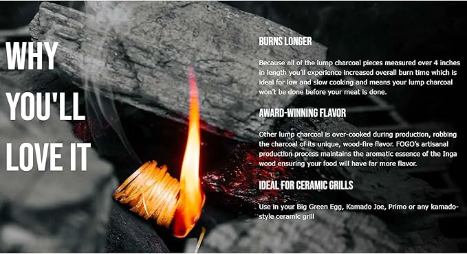 FOGO Super Premium Oak Restaurant Quality All-Natural Large Sized Hardwood Lump Charcoal for Grilling and Smoking, 17.6 Pound Bag