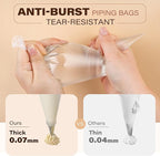 LotFancy 500Pcs Piping Bags 10 Inch, Thick Tipless Piping Bags, Non-Slip Disposable Pastry Bag for Royal Icing, Cookies, Cake Decorating