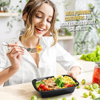 100-Piece (50-Pack) 34 OZ Meal Prep Containers Reusable with Lids, Sturdy Leakproof & Food Safe, Microwave, Freezer, Dishwasher Safe To Go Food Containers, Plastic Take Out Containers, Black