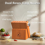 imarku Kitchen Knife Set, 15 Piece Premium Knife Block Set, Dishwasher Safe Knives Set for Kitchen, Razor Sharp Japanese Knife Set with Built-in Sharpener, Ergonomic Handle, Brown