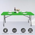10 Pack Fitted Tablecloth for 6 Foot Rectangle Tables, Green Elastic Outdoor Picnic Table Cover, Washable Stretch Folding Table Cloths 6 ft for Camping Party Patio Kitchen Banquet, 30" W x 72" L
