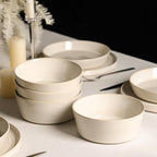 Stone Lain Claire 4-Piece Bowl Set Stoneware, Bowls, Dishwasher and Microwave Safe, Dish Set for 4, White