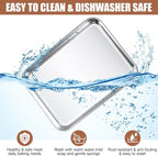 6 Pcs Baking Sheet Pan Set 9 x 6.7 x 1 inches Cookie Sheet Small Toaster Oven Pans Stainless Steel Tray Barbecue Grill Pan Rectangle Trays Oven, Non-stick, Easy Clean