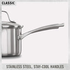 Calphalon Classic Stainless Steel Cookware Set, 10-Piece, Impact-Bonded Aluminum Base, Stay-Cool Handles