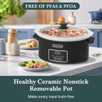 HOMECOOKIN 7-Quart Programmable Slow Cooker with Timer Keep Warm - Small Kitchen Appliance for Family Dinners - Serves 6+ People (Black)
