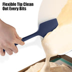 600°F Heat Resistant Silicone Spatula, Doosu High Temp Flexible Kitchen Rubber Bowl Scrapers Food Grade Seamless Baking Supplies Scratch-Proof for Scraping Non-Stick Pans (Navy Blue, 11.4in)