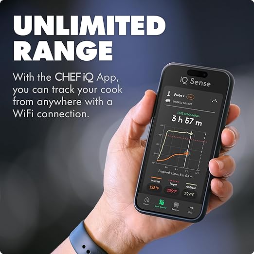 CHEF iQ Sense [2025 Model] | Smart Wireless Meat Thermometer | 3 Ultra-Thin Probes | WiFi Unlimited Range | 1000°F Heat Safe | 5 Sensors | BBQ, Grill, Oven, Smoker, Air Fryer | Gen3