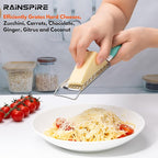 Rainspire Professional Cheese Graters for Kitchen Stainless Steel Handheld, Metal Lemon Zester Grater With Handle For Cheese, Chocolate, Spices, Kitchen Gadgets And Tools, Soft Grip Handle, Mint Green