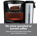 Hamilton Beach One Press Programmable Dispensing 12 Cup Coffee Maker with Internal Coffee Pot, Stays Warm and Fresh for Hours, 60 oz. Removable Reservoir, Black & Stainless Steel (47950)