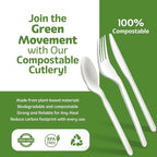100% Compostable PLA Combo Cutlery Set Disposable Plastic Forks Spoons Knives 400 Pcs Biodegradable Utensils