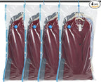 Spacesaver Hanging Vacuum Storage Bags (Pack of 4) - Vacuum Sealer Bags, Closet Organizer, Sealed Storage, Space Bag - Blanket, Bedding, Garment, Clothing, Dress, Suit, Long Coat, Jacket