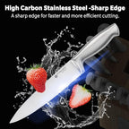 Wanbasion 14Pcs Kitchen Knife Block Set with Sharpener, Sharp Kitchen Knives Set with Block, Stainless Steel Knife Set with Block Dishwasher Safe Silver