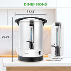 NutriChef Water Boiler and Hot Water Dispenser, 13L Electric Beverage Dispenser with Safety Lock Lid, Non-Drip Tap, Warm Function, Food Grade Stainless Steel, Home and Commercial Use, 20x11x11 in.