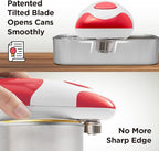 Kitchen Mama Auto Electric Can Opener: Open Your Cans with A Simple Press of Button - Automatic, Hands Free, Smooth Edge, Battery Operated, YES YOU CAN (Red)