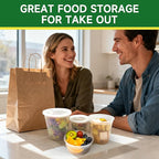 50 Set 32 oz Deli Containers with Lids, Leak-Proof BPA Free Plastic Take Out Bowls, Food Storage Containers for Takeout Meal Prep Storage, Freezer, Microwave & Dishwasher Safe
