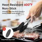 Small Silicone Tongs for Cooking,3 PCS 7-Inch Mini Serving Tong-600°F Heat Resistant Non Stick Stainless Steel Tong s with Silicone Tips Food Tong Cooking Tongs for Salad,Buffet Serving(Black)