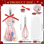 24 Sets 12 Inch Christmas Whisks Gifts DIY Fillable Christmas Tree Ornaments Xmas Colored Silicone Whisks for Cooking Heat Resistant Egg Beaters with Card Rope Bag for Candy Holder