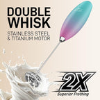 Zulay Kitchen Double Whisk Milk Frother – Handheld Foam Maker for Coffee, Lattes, Matcha, Hot Chocolate & Cappuccinos – Whip Creamy Froth in Seconds, Portable & Easy to Use