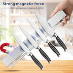 17 inch Magnetic Knife Holder with 10 Hooks, No Drilling Wall Mount, Powerful Magnet Rack