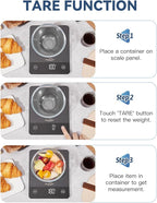 JOYHILL Food Scale, 22lb Digital Kitchen Scale Food Ounces and Grams for Weight Loss, Baking and Cooking, Premium Stainless Steel with LED Display, Batteries Included, Black