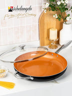 MICHELANGELO Large Frying Pan with Lid, 14 Inch Ceramic Skillet with Nonstick Coating, Healthy Non Stick Fry Pan, Induction Compatible