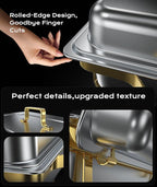 Chafing Dishes for Buffet 2 Pack, 9QT [Elegant Gold and Silver Colors] Stainless Steel Chafing Dish Buffet Set [Sturdy and High Grade] Chafers and Buffet Warmers Sets for Any Party with Complete Set